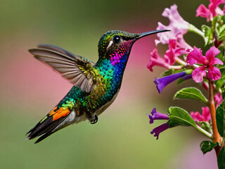 Fototapeta premium hummingbird on flowers
