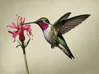 Obraz premium hummingbird and flower painting