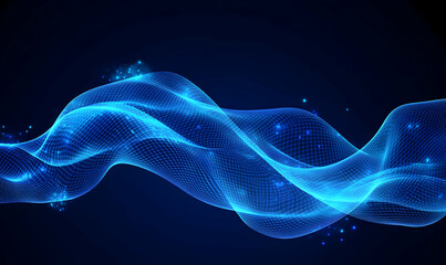 Abstract wavy lines with glowing points