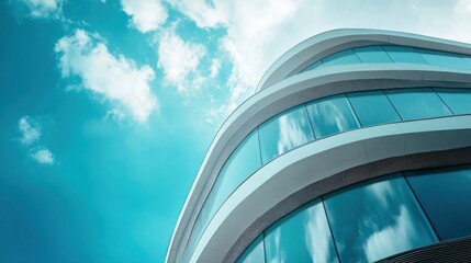 Obraz premium Modern Architecture with Curved Glass and Steel Design