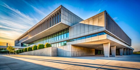 Fototapeta premium Modern Minimalist Architecture, Subtle Linework, Geometric Building Facade