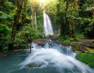 waterfall in a tropical jungle