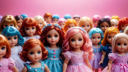 Fototapeta premium Colorful dolls in an abstract background
