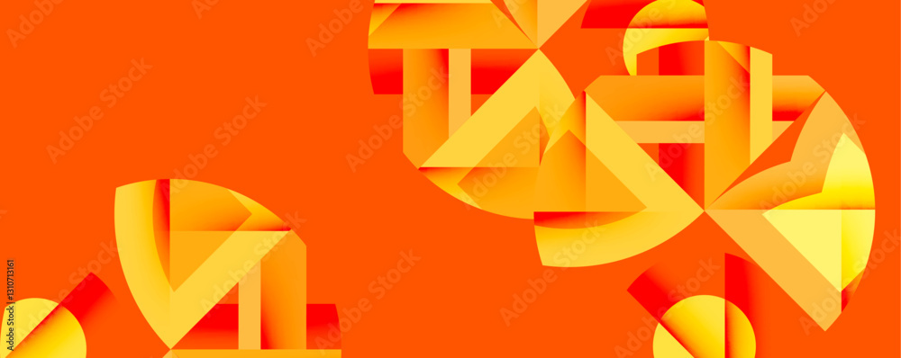 Leinwandbilder Abstract geometric composition with interlocking circular and angular shapes, featuring smooth gradients and sharp contrasts on a white background