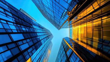 Obraz premium Modern Financial District Architecture in Daytime