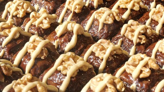 turkish baklava in a row 