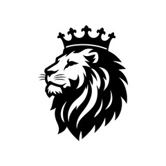 simple majestic royal lion crown silhouette vector logo design	
