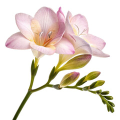 Naklejka premium Freesia flower isolated on white background, delicate spring bloom 