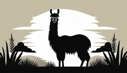 Fototapeta premium llama black logo silhouette