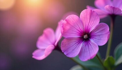 Close-up of beautiful purple pink flowers with blurred background, vibrant, petals, close-up