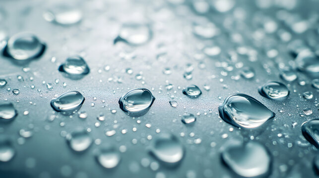 of crystal-clear droplets resting on smooth glass, symbolizing hygiene and clarity 