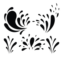 set water splashes black vector 
