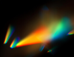 blur colorful warm rainbow crystal light leaks on black background defocused abstract retro film analog effect for using over photos as overlay or screen filter