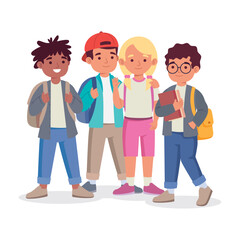 Diverse Students Group with Backpacks