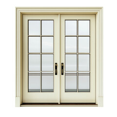 Obraz premium Elegant Double Entry Door with Paned Glass and Neutral Color Frame Design for Home Entrance