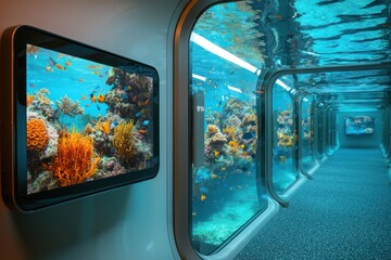 Fototapeta premium Immersive VR therapy treats phobias in specially designed environments.