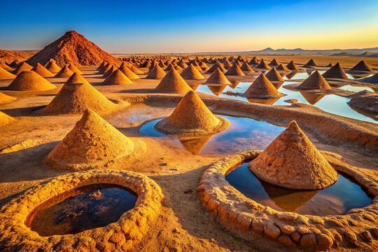 Moroccan Desert Water Wells: Volcanic-Shaped Wells near Erfoud