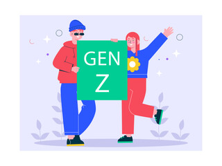 People generation z illustration. Generation Z illustration. Flat vector illustration concept.