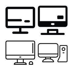 Simple Line Art Illustration of Multiple Computer Monitors and Peripherals