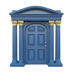 Obraz premium Elegant Classical Architecture with Blue Door and Decorative Columns in Modern Style for Architectural Design Concepts