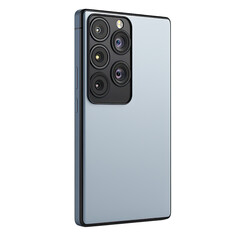 Sleek modern smartphone with multiple camera lenses showcasing advanced technology and stylish design in metallic blue finish