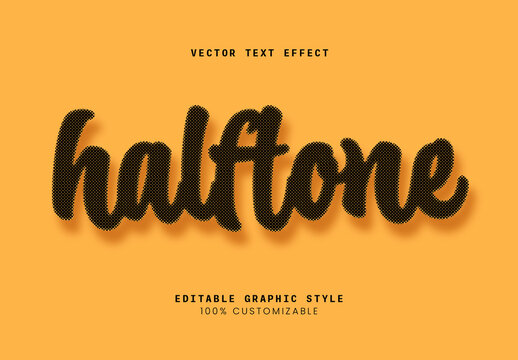 Black and Yellow Script Halftone Retro Text Effect