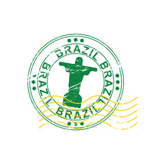  green Brazil stamp