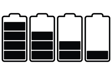 Battery charge indicator icon vector set, flat style colorful battery charge indicator icon set. Battery charging, charge indicator. Vector illustration
