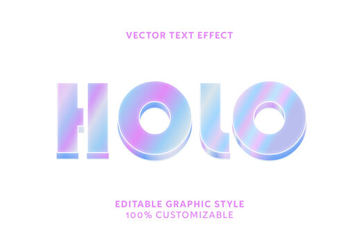 Colorful Holographic Gradient 3D Glossy Text Effect