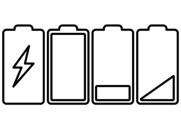 Battery charging, charge indicator. Phone bar status Icons, battery Icon, wifi signal strength. Battery indicator symbols. Energy, Electricity, Technology, Battery, Power, Vector Illustration. 