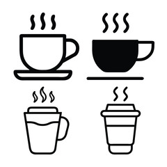 Simple Coffee Cup Icons Set