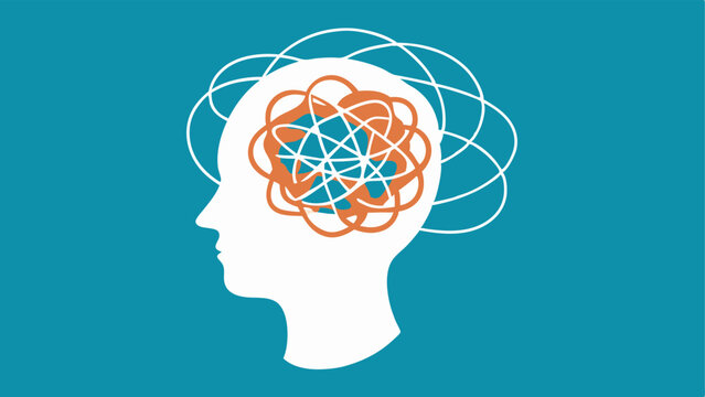 Tangled Thoughts A human head icon with tangled lines inside representing chaotic thoughts and confusion due to unpredictability in life.