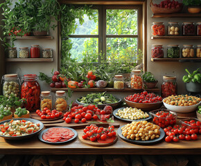 Lavish Dining Table Full of Fresh Food