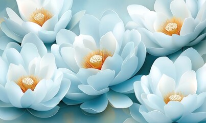 Delicate light blue lotus flowers