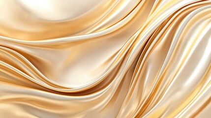 Fototapeta premium Elegant Golden Silk Fabric Texture with Smooth Waves and Curves