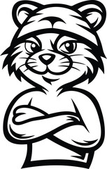 Obraz premium Cartoon and Stylized cat isolated vector icon, Cartoon and Stylized cat silhouette vector art, Cartoon and Stylized cat line art vector design