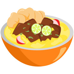 Soto Betawi Indonesian Food Illustration