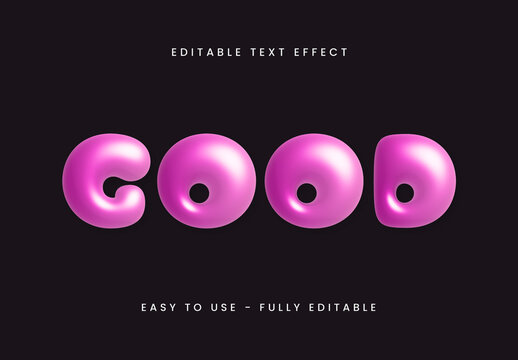 Pink Glossy Bubble Plastic Font Balloon 3D Chubby Text Effect