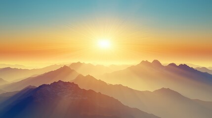 Sunrise over majestic mountains nature landscape tranquil environment aesthetic viewpoint scenic concept