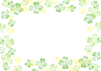 水彩で描いた四つ葉のクローバー