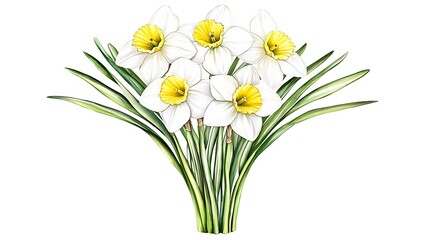 Nature's daffodils in watercolor style botanical art vibrant flowers outdoor setting