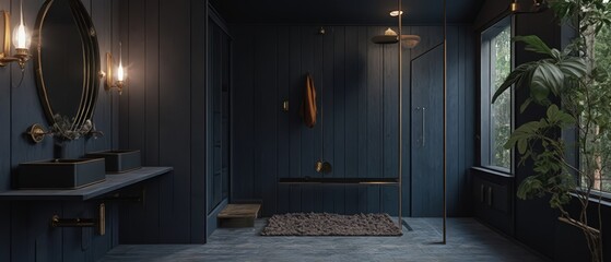 Modern minimalist bathrooms with clean lines, soft natural light, and sleek vanities in oak, marble, and metal finishes. Elegant, serene, Scandinavian-inspired luxury.