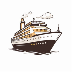 Naklejka premium Vintage cruise ship sailing on the sea, the concept of sea travel, circumnavigation of the world