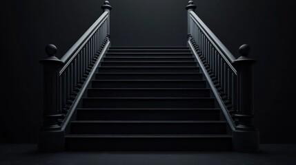 Fototapeta premium Dark Staircase Ascent, Mysterious Hallway, Success Concept