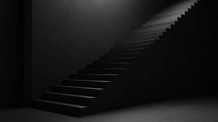 Dark stairway ascending, minimalist background, success concept, website banner