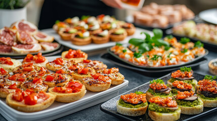 Delicious appetizers are beautifully arranged and ready to be served