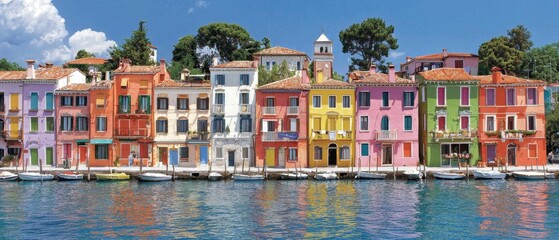 Obraz premium Colorful Italian Houses on the Canal - Burano Island, Venice