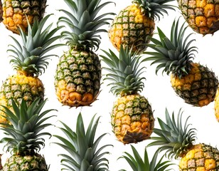 Fototapeta premium Pineapple Pattern, Tropical Fruit Seamless Repeat