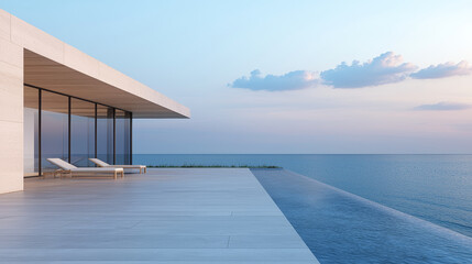 Fototapeta premium Coastal residence beckons with modern design and serene ocean views