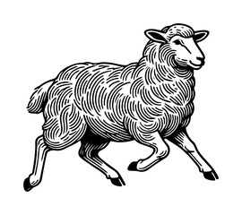Animal Line Art Illustration of Goat